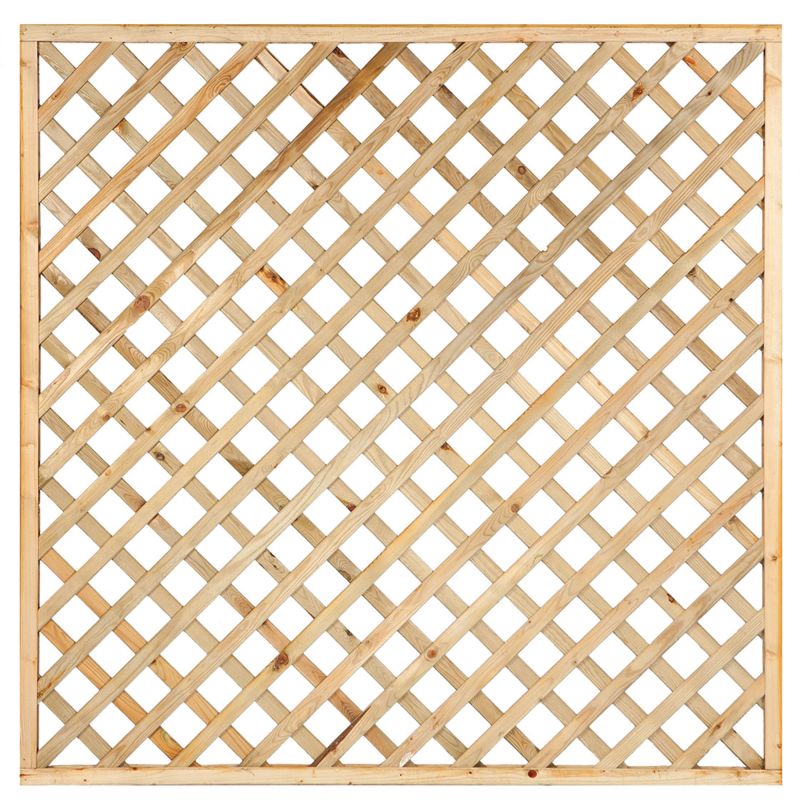 Trellis met lijst, diagonale lamellen grenen groen geïmpregneerd H180 x B180 cm