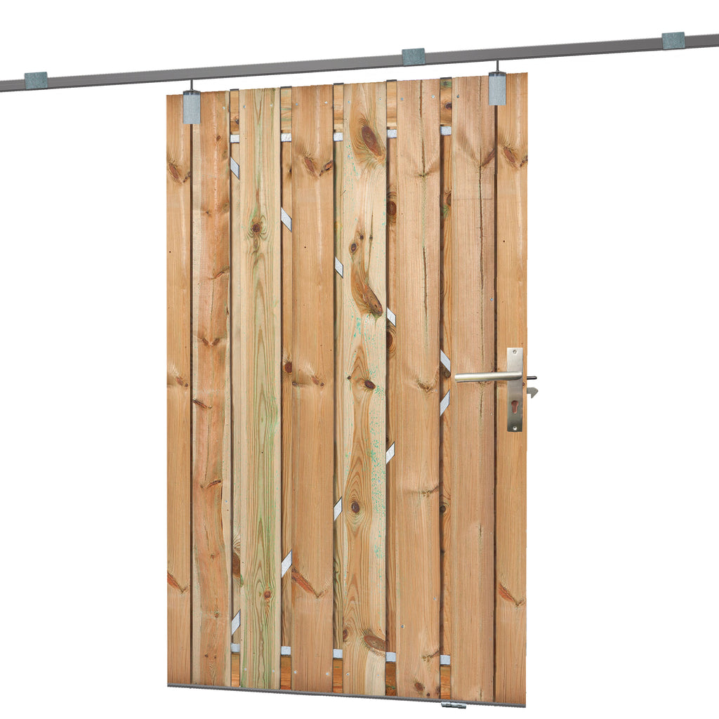 Tuindeur schuifsysteem grenen groen geïmpregneerd H195 x 130 cm