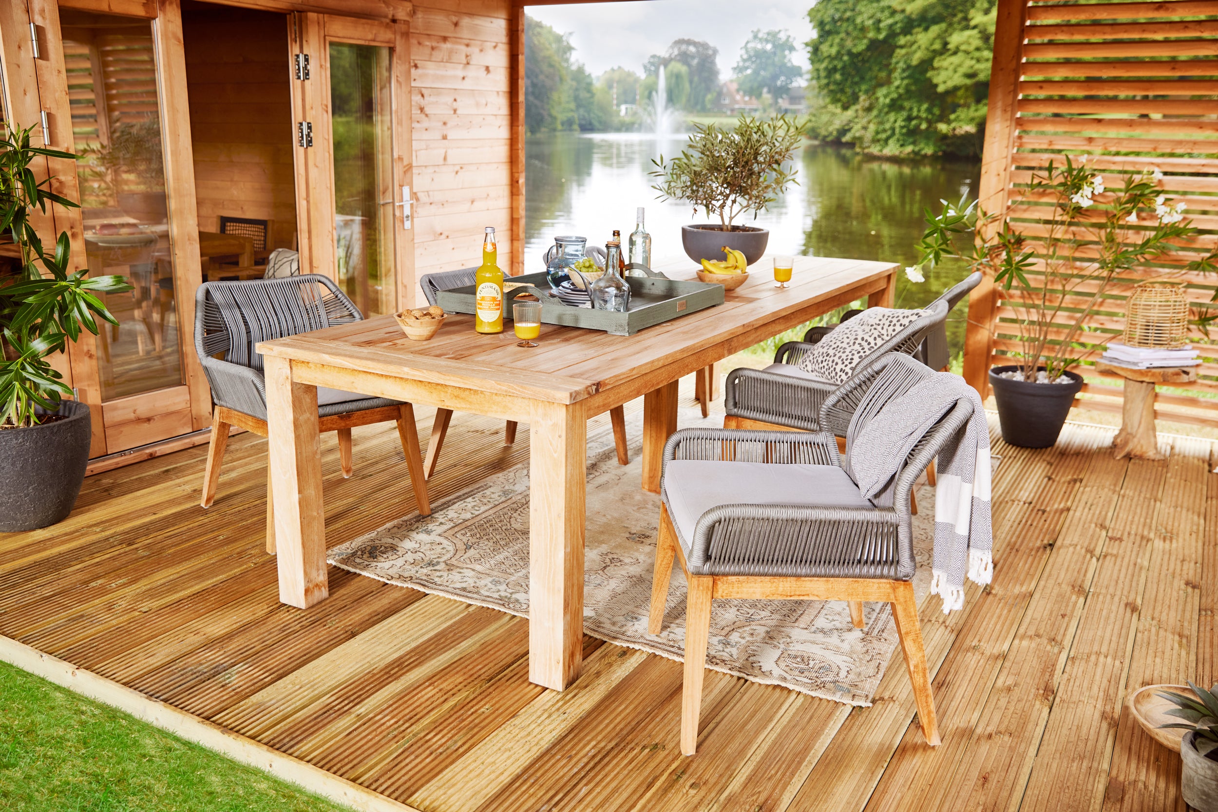 Tuintafel teak 300 x 100 cm solide rustiek