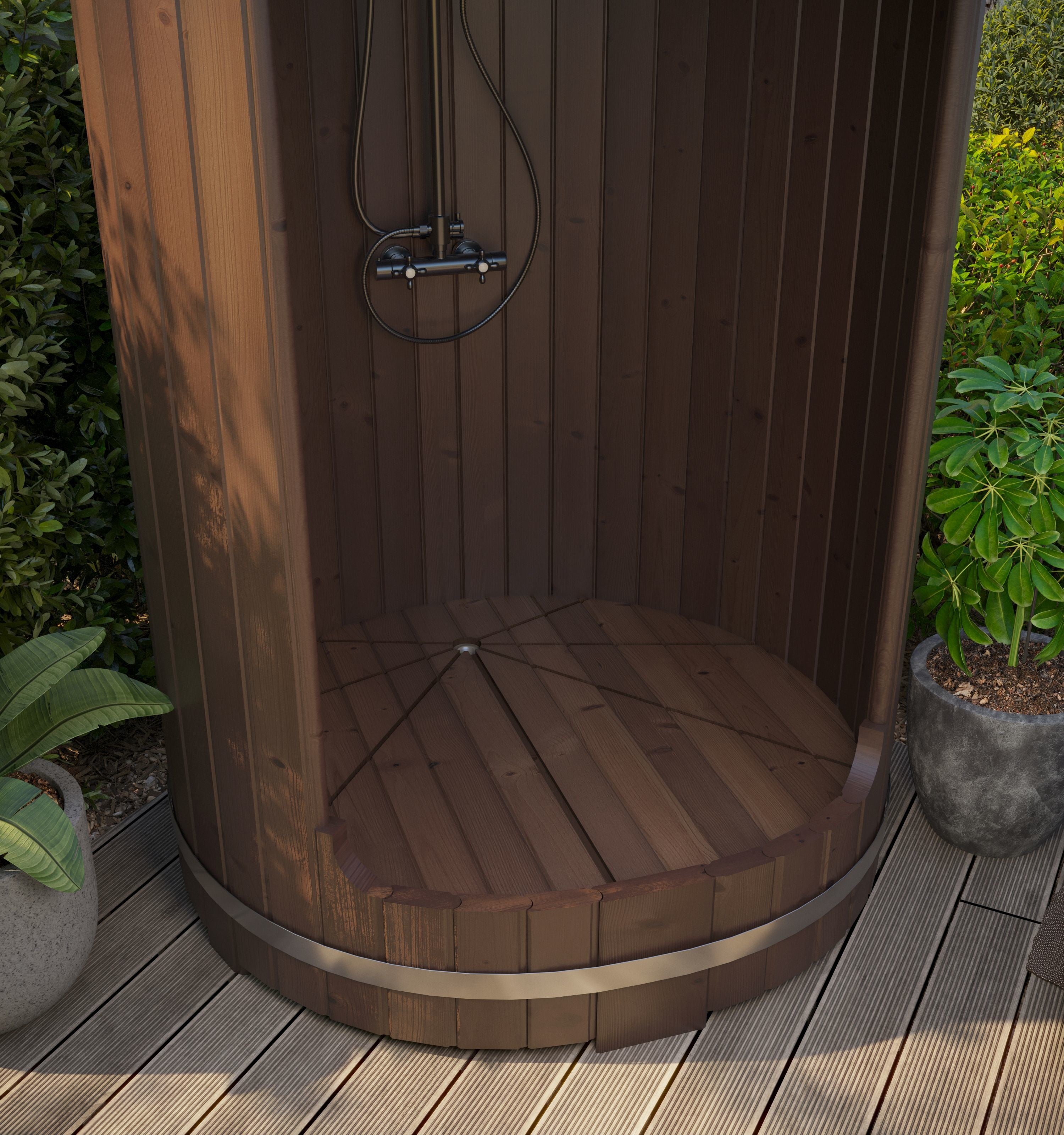 Buitendouche barrel Ø130 cm | 42 mm | Thermowood