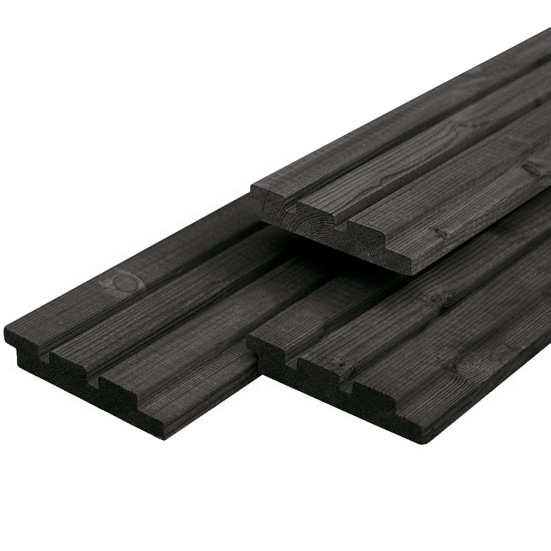 Douglas triple profiel 1,9 x 13,0 x 500 cm, gedroogd, zwart gespoten, geschaafd