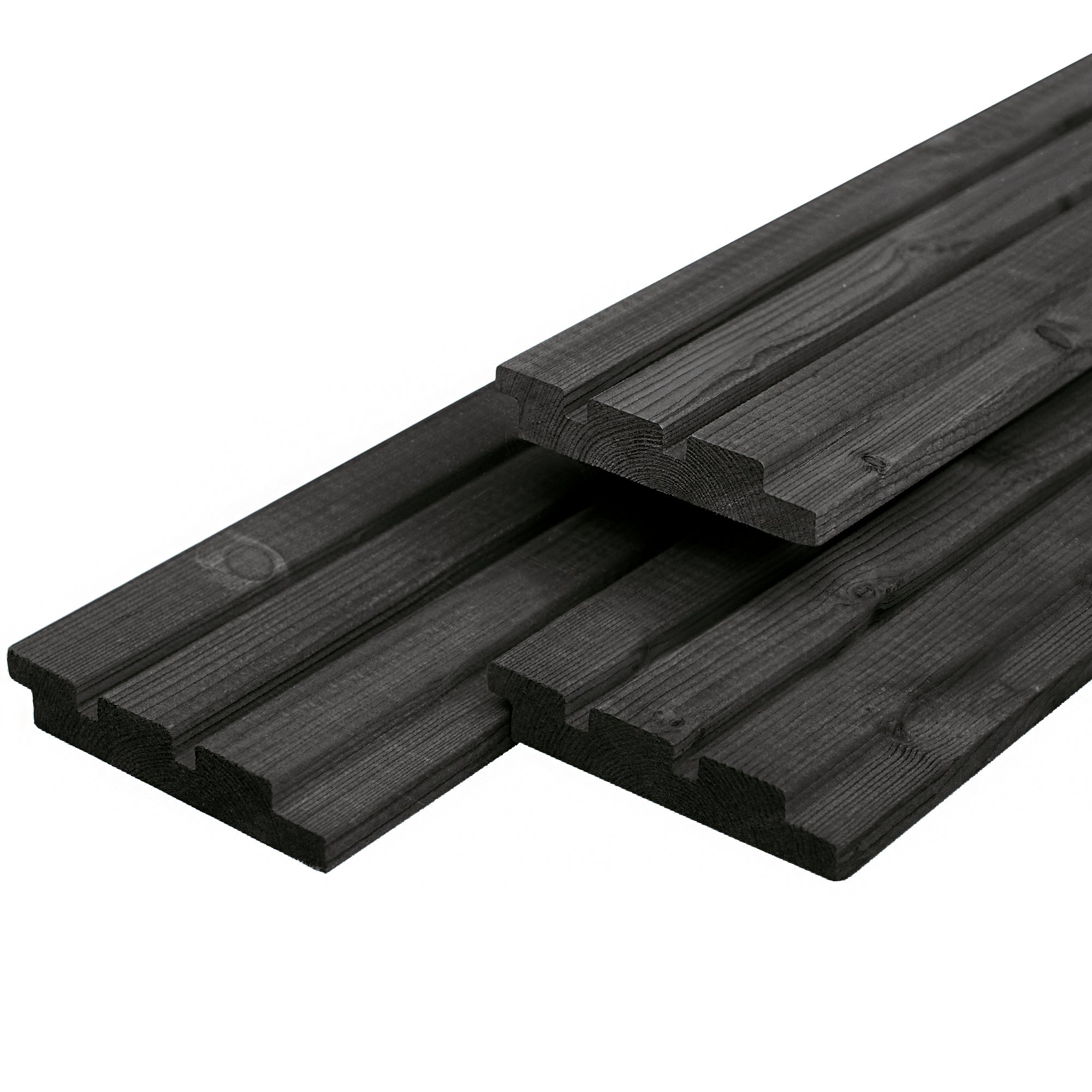Douglas triple profiel 1,9 x 13,0 x 400 cm, gedroogd, zwart gespoten, geschaafd