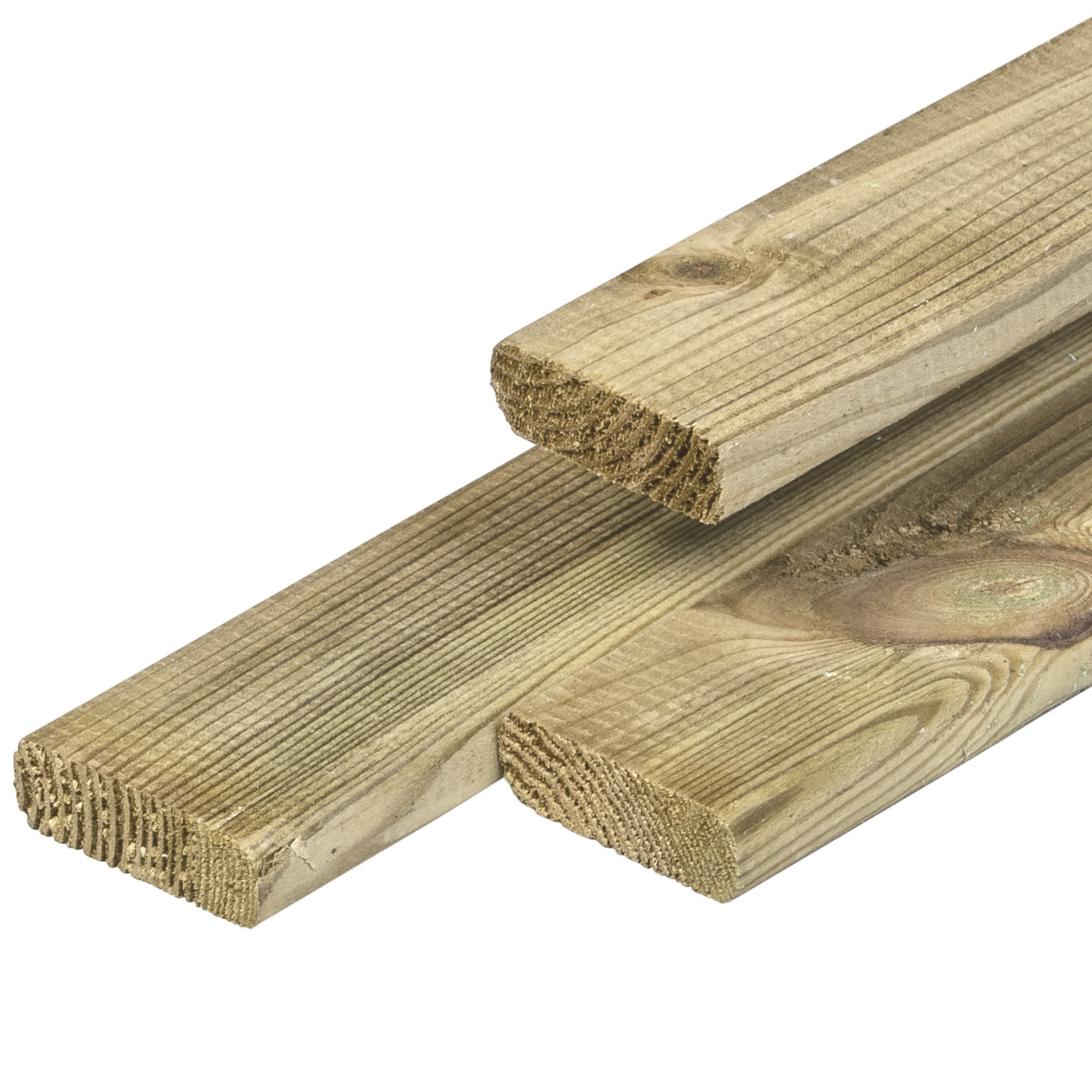 Grenen lat 1,6 x 4,5 x 180 cm, gedroogd, groen geïmpregneerd, geschaafd, 4 ronde hoeken