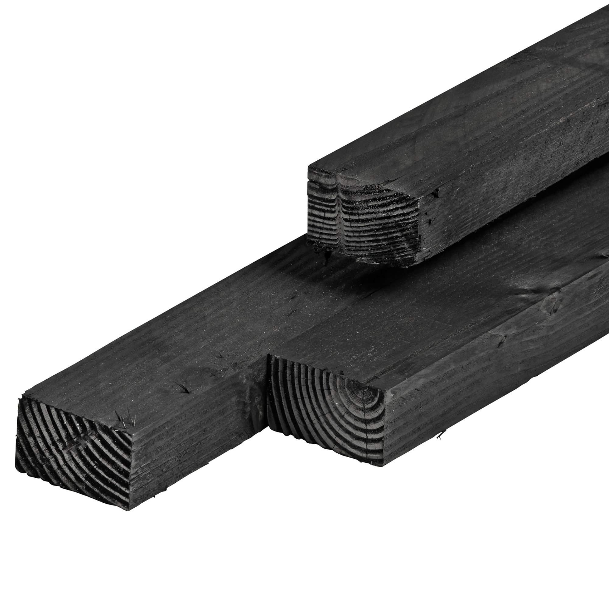 Douglas regel 4,5 x 7,5 x 400 cm, vers, zwart geïmpregneerd, fijnbezaagd, scherpkantig