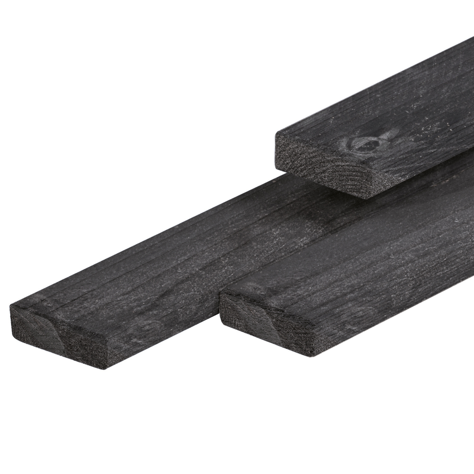 Douglas regel 2,1 x 4,5 x 300 cm, vers, zwart geïmpregneerd, fijnbezaagd, scherpkantig