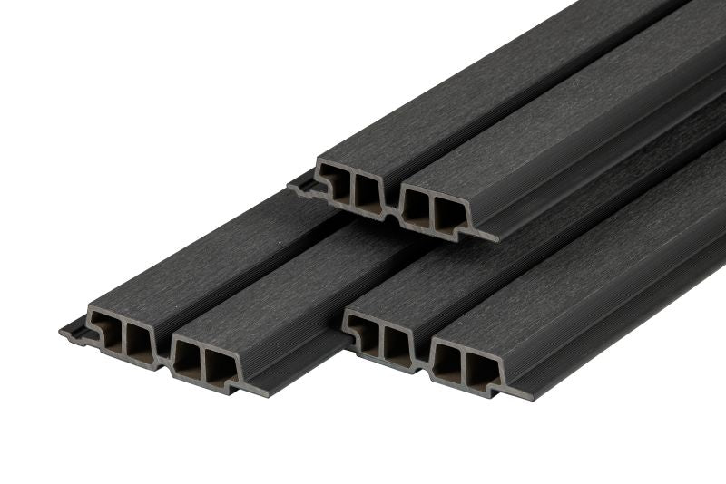 PuraTech 55 composiet dubbel profiel 3,3 x 17,0 x 390 cm, ebony black, fijne houtnerf