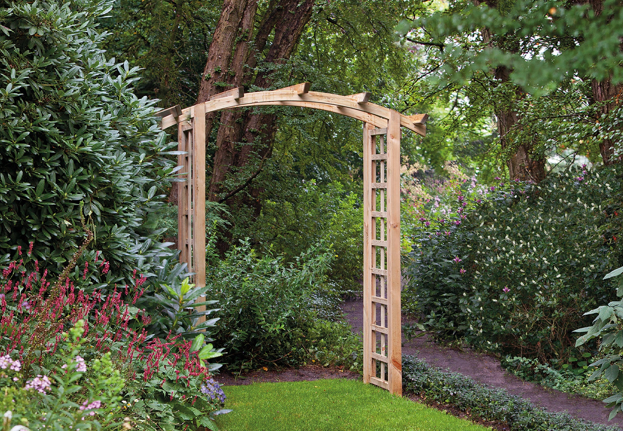 Pergolaset Loke, getoogd, groen geïmpregneerd grenen, B180 x D50 x H220 cm