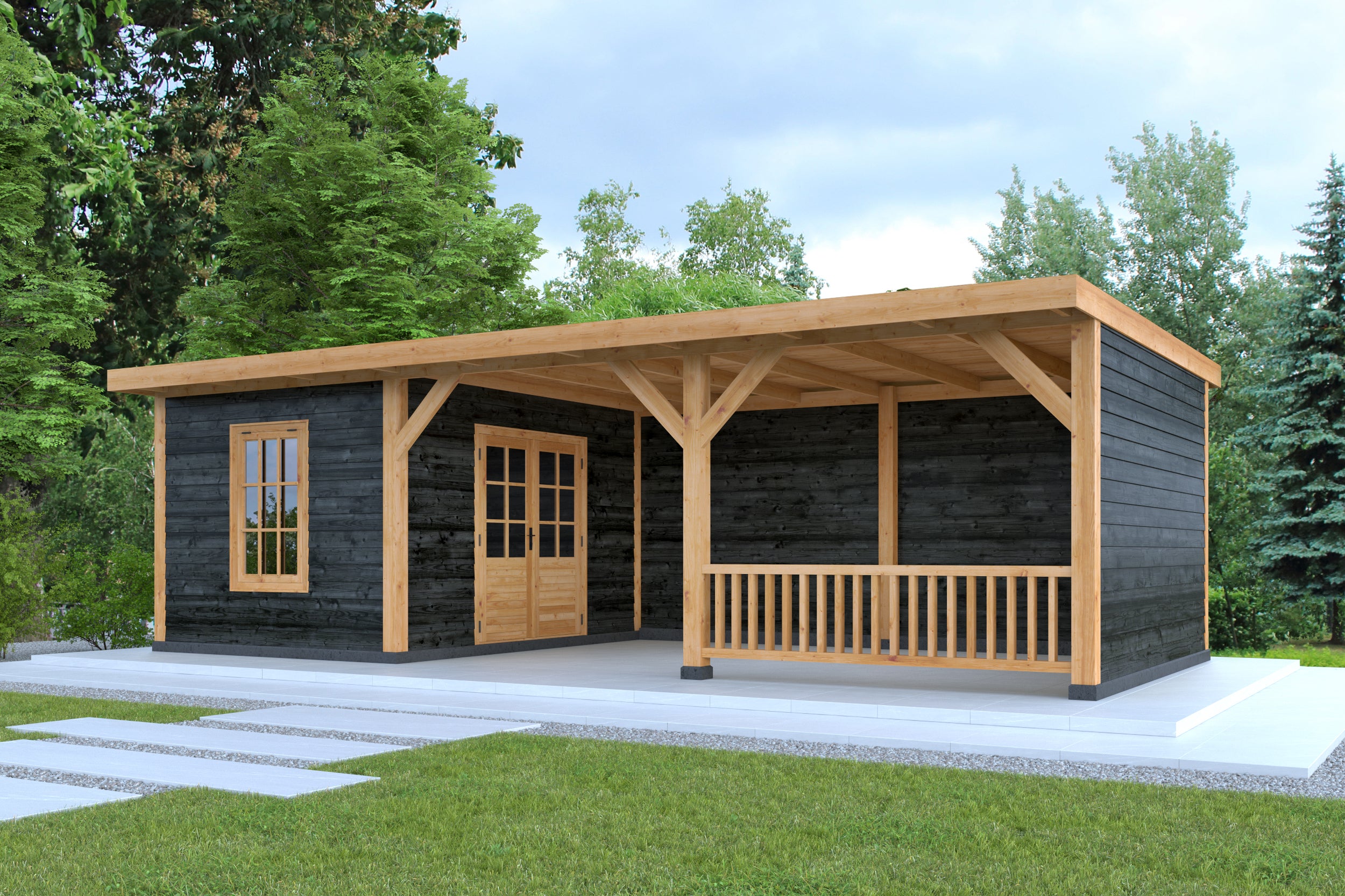 DHZ Plat dak Nijverdal Douglas 900 x 410 cm zwart geïmpregneerd