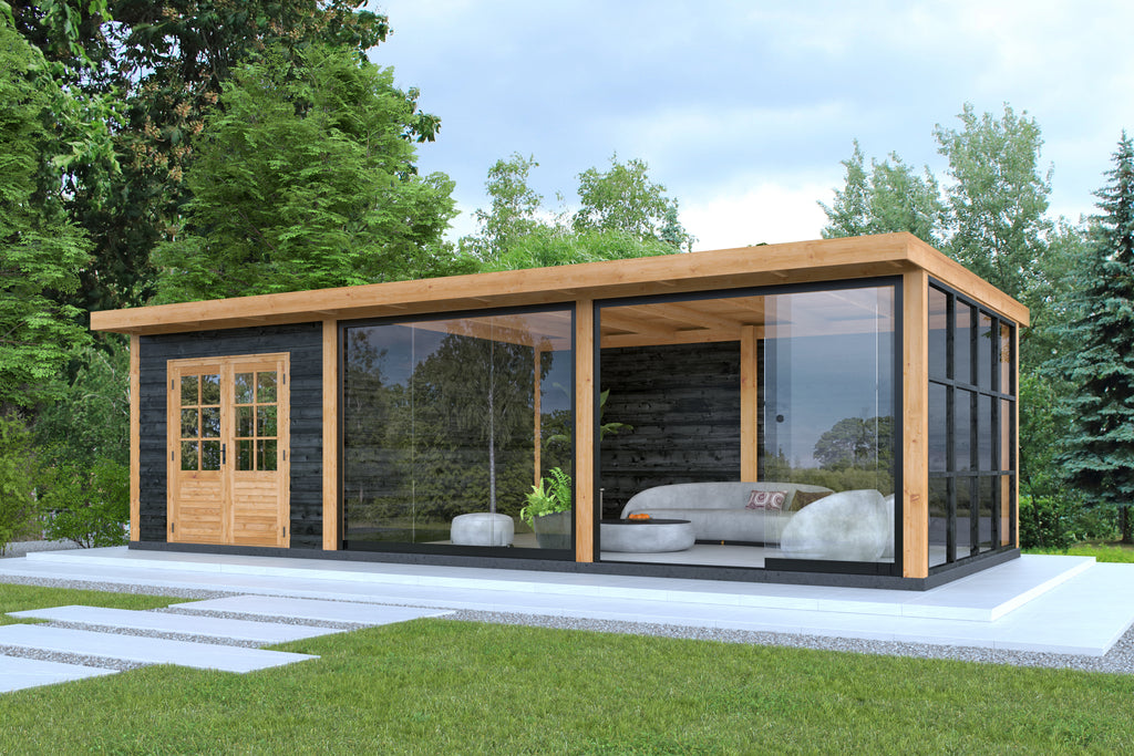 DHZ Plat dak Nijverdal Douglas 900 x 410 cm zwart geïmpregneerd
