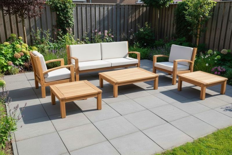 Teak modulaire lounge set Tambora – Bank incl. kussens - 195 x 80 x H85cm