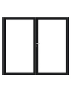 Dubbele stalen poort, zwart gepoedercoat, fijnstructuur, incl. hang- en sluitwerk (t.b.v. profielen 21mm dik)