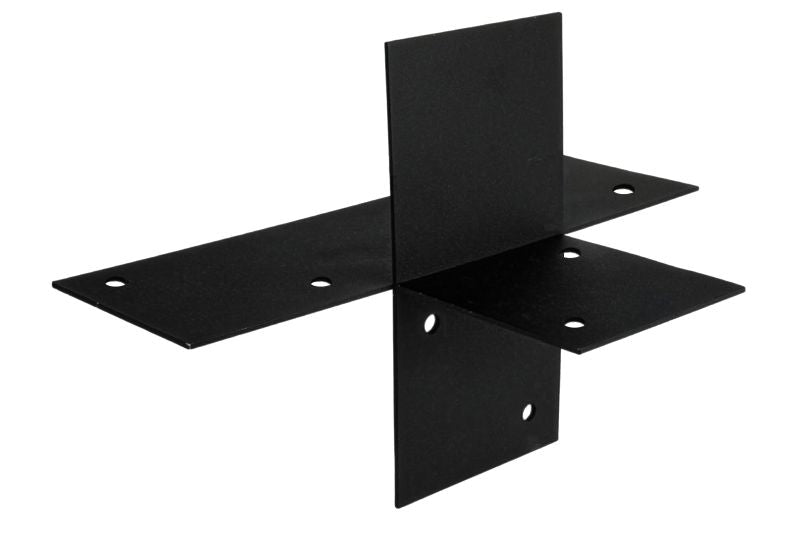 Pergola hoekverbinding met verlenging voor 15 x 15 cm balken met bevestigingsmateriaal, zwart gepoedercoat, incl. bevestigingsset