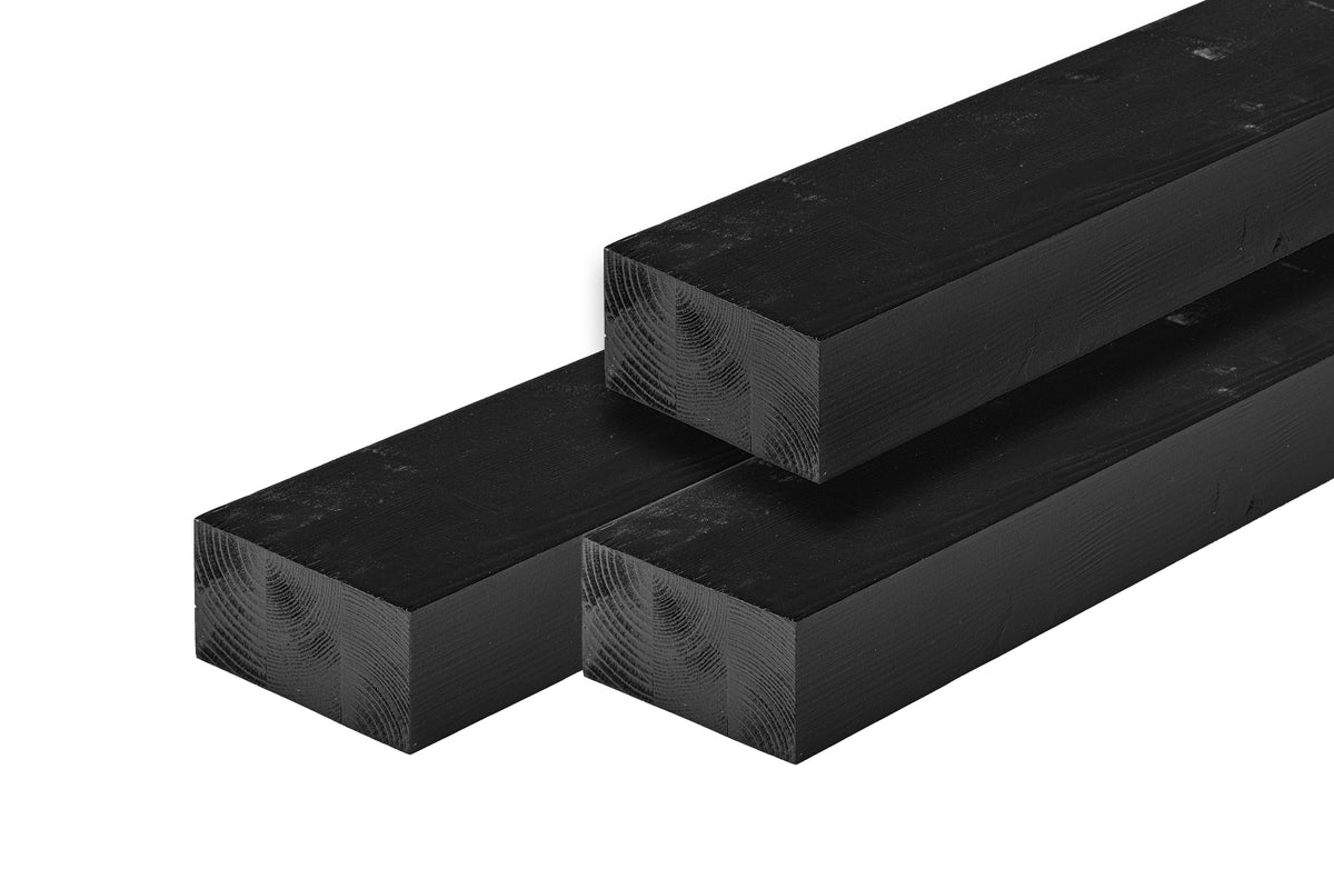 ME vuren ligger 6,5 x 12,0 x 400 cm, zwart gespoten, geschaafd
