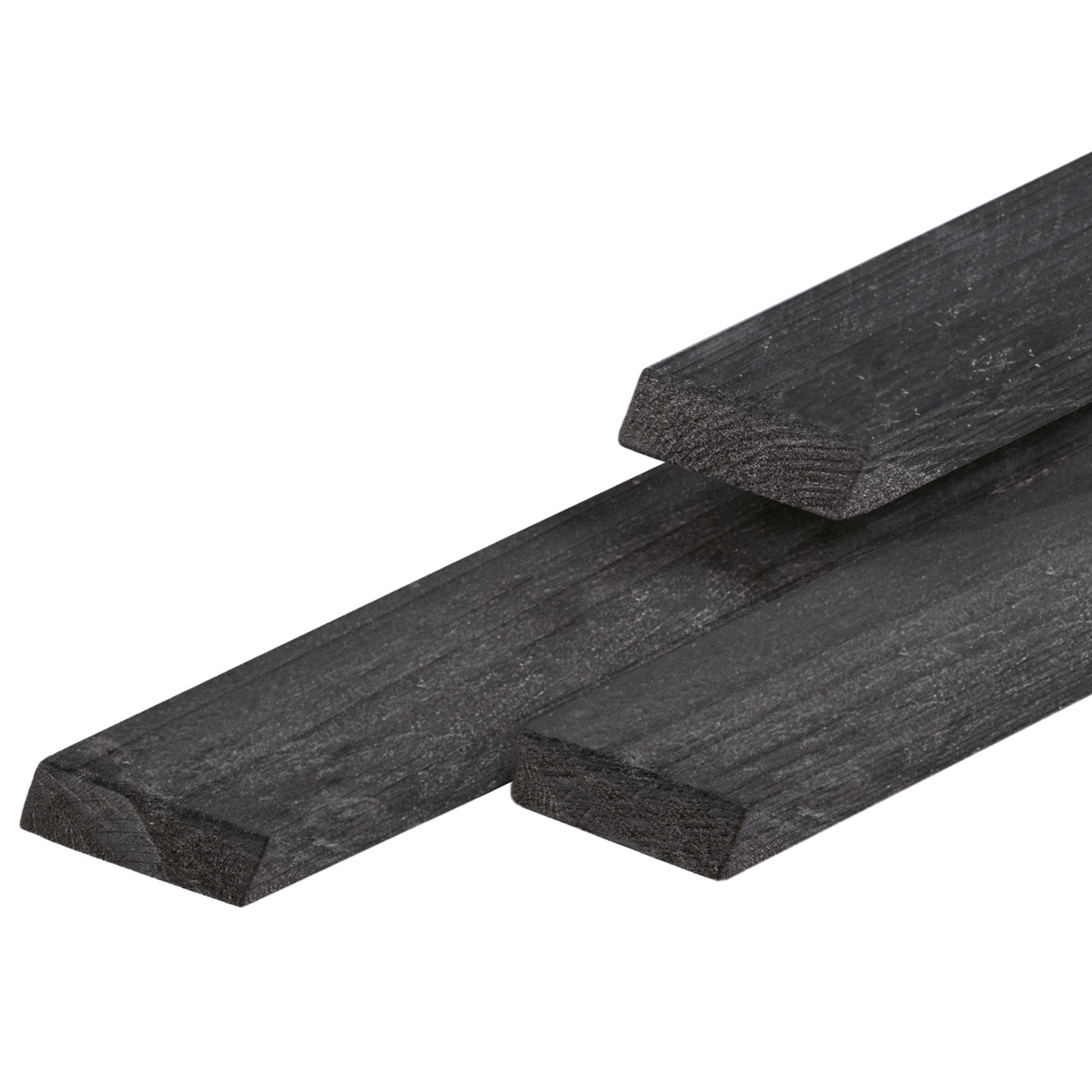 Douglas rhombus profiel 2,0 x 6,5 x 360 cm, gedroogd, zwart gespoten, geschaafd, 4 ronde hoeken