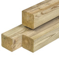 Grenen paal 8,8 x 8,8 x 400 cm, vers, groen geïmpregneerd, geschaafd, 4 ronde hoeken
