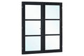 Vuren steellook dubbele glas deur zwart gespoten B2050xH2120mm buitenmaat, linksdraaiend