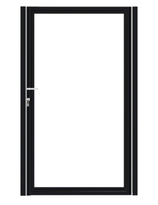 Enkele stalen poort, zwart gepoedercoat, fijnstructuur, incl. hang- en sluitwerk (t.b.v. profielen 28mm dik)