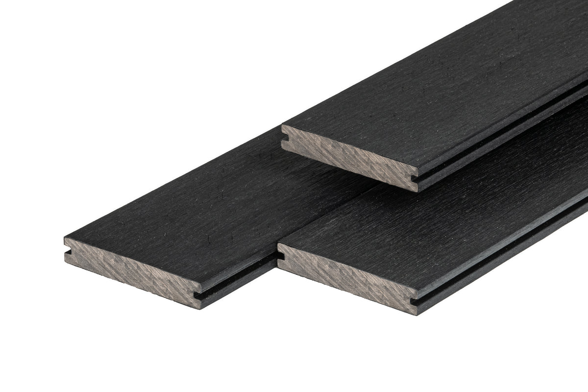 PuraShield composiet vlonderplank 2,3 x 13,8 x 400 cm, ebony black, massief, fijne houtnerf, clip systeem