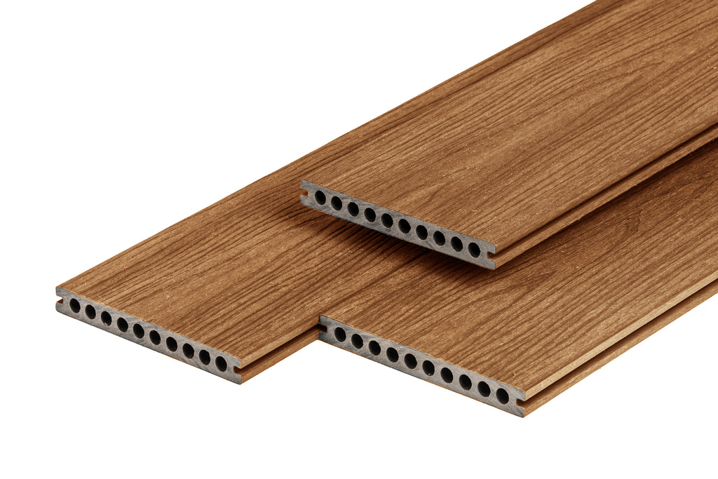 PuraShield composiet vlonderplank 2,3 x 21,0 x 400 cm, teak, semi-massief, fijne houtnerf, clip systeem