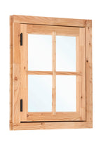 Douglas draairaam buitenmaat B90 x H105 cm onbehandeld, 4-ruits, linksdraaiend, afsluitbaar met raamkruk