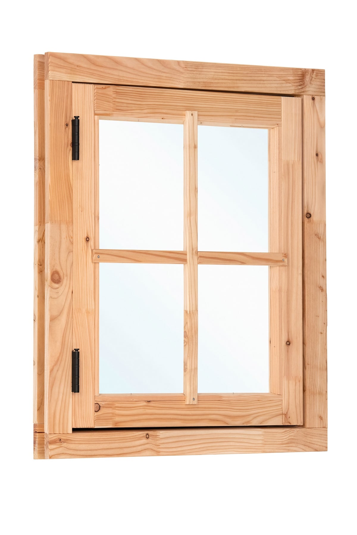 Douglas draairaam buitenmaat B90 x H105 cm onbehandeld, 4-ruits, linksdraaiend, afsluitbaar met raamkruk