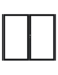 Dubbele stalen poort, zwart gepoedercoat, fijnstructuur, incl. hang- en sluitwerk (t.b.v. profielen 28mm dik)