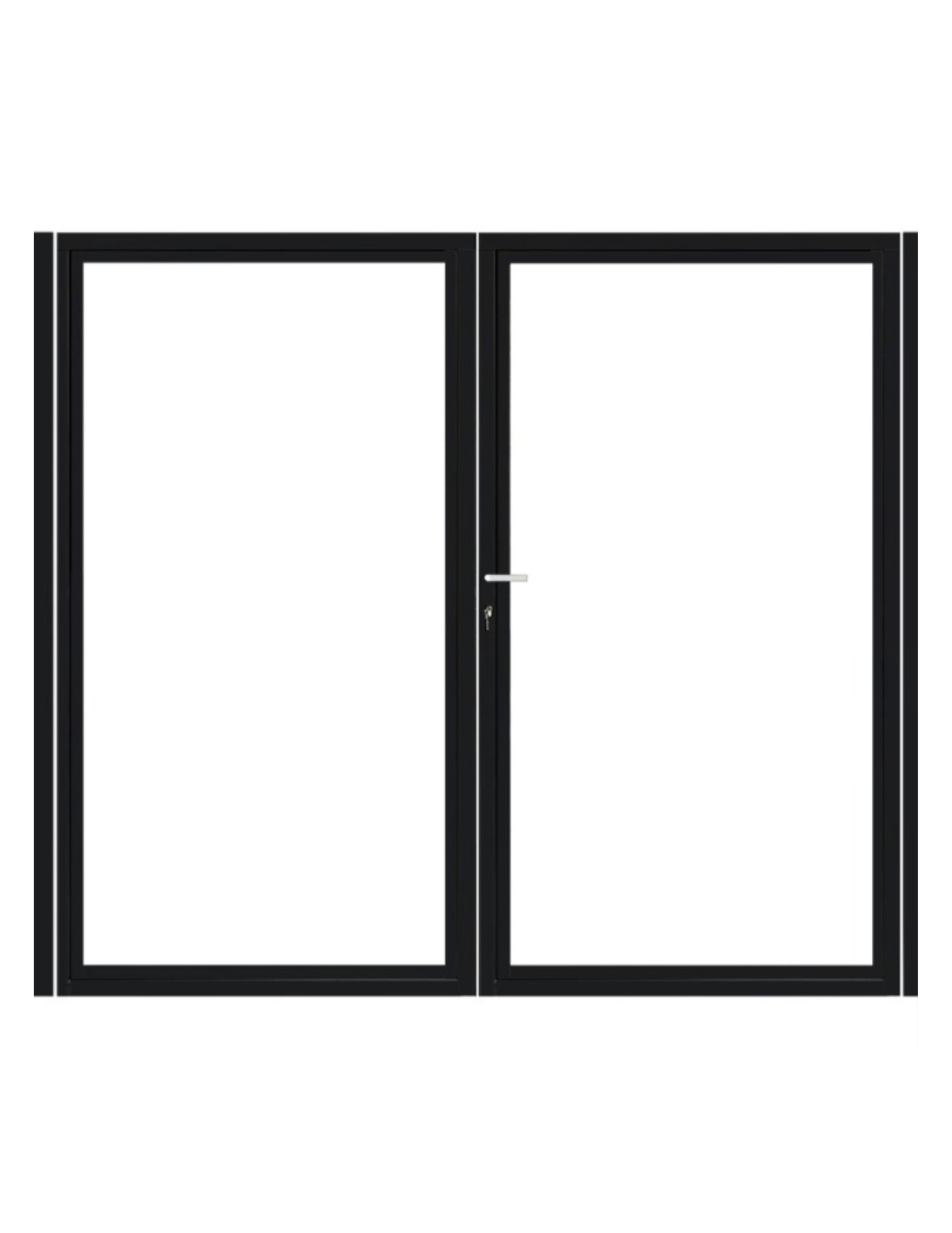 Dubbele stalen poort, zwart gepoedercoat, fijnstructuur, incl. hang- en sluitwerk (t.b.v. profielen 28mm dik)