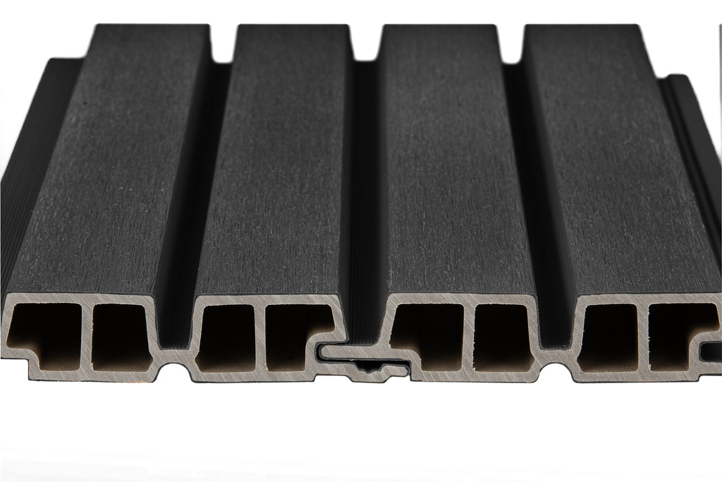PuraTech 55 composiet dubbel profiel 3,3 x 17,0 x 390 cm, ebony black, fijne houtnerf