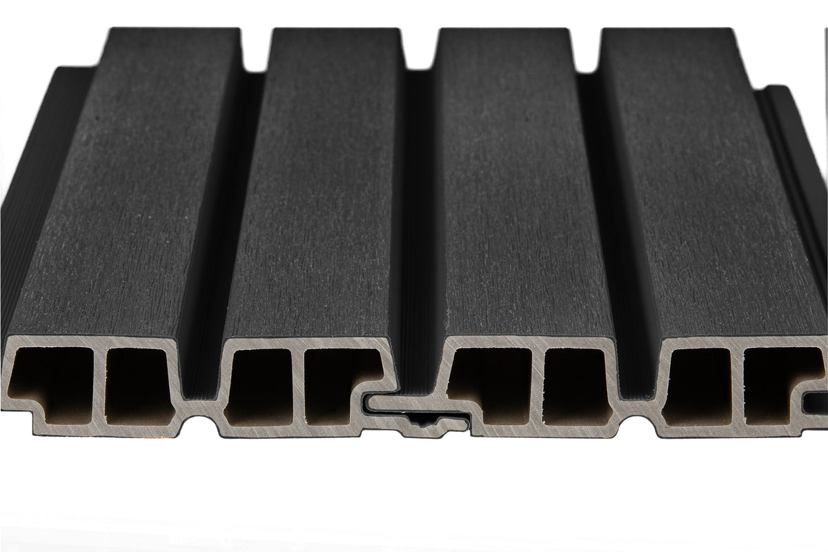 PuraTech 55 composiet dubbel profiel 3,3 x 17,0 x 390 cm, ebony black, fijne houtnerf