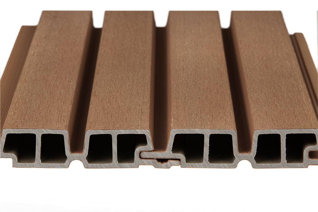 PuraTech 55 composiet dubbel profiel 3,3 x 17,0 x 290 cm, teak, fijne houtnerf