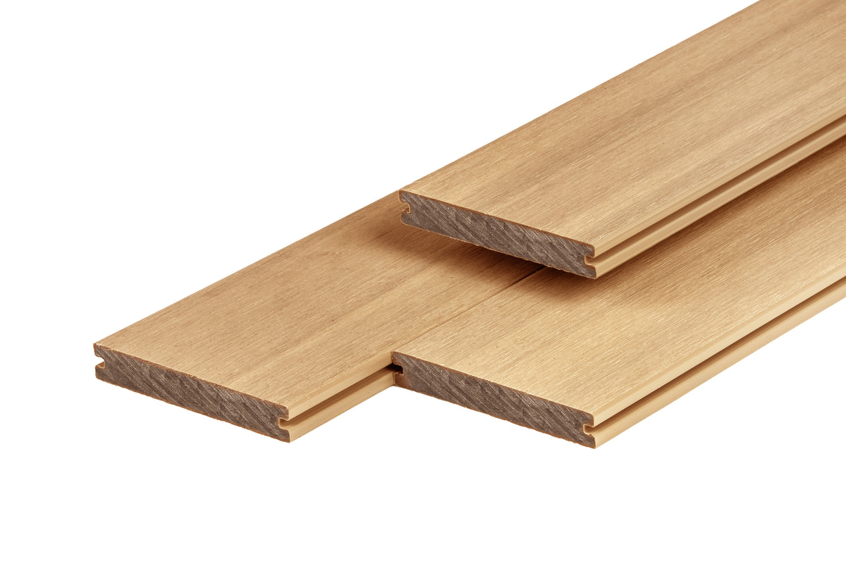PuraShield composiet vlonderplank 2,3 x 13,8 x 400 cm, cedar, massief, fijne houtnerf, clip systeem