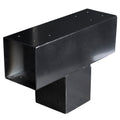 Gegalvaniseerd verbindingsstuk 3-weg T-model voor vierkante palen 12 x 12 cm zwart gepoedercoat, incl. bevestigingsset