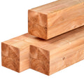 Red Class Wood ME vuren paal 14,0 x 14,0 x 400 cm, gedroogd, geïmpregneerd, geschaafd, 4 ronde hoeken, gelamineerd