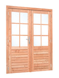 Red Class Wood dubbele glas deur, 6-ruits Dubbele glasdeur B1850 x H2050 mm buitenmaat (rvs beslagset)