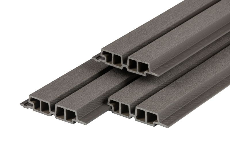 PuraTech 55 composiet dubbel profiel 3,3 x 17,0 x 290 cm, dark grey, fijne houtnerf