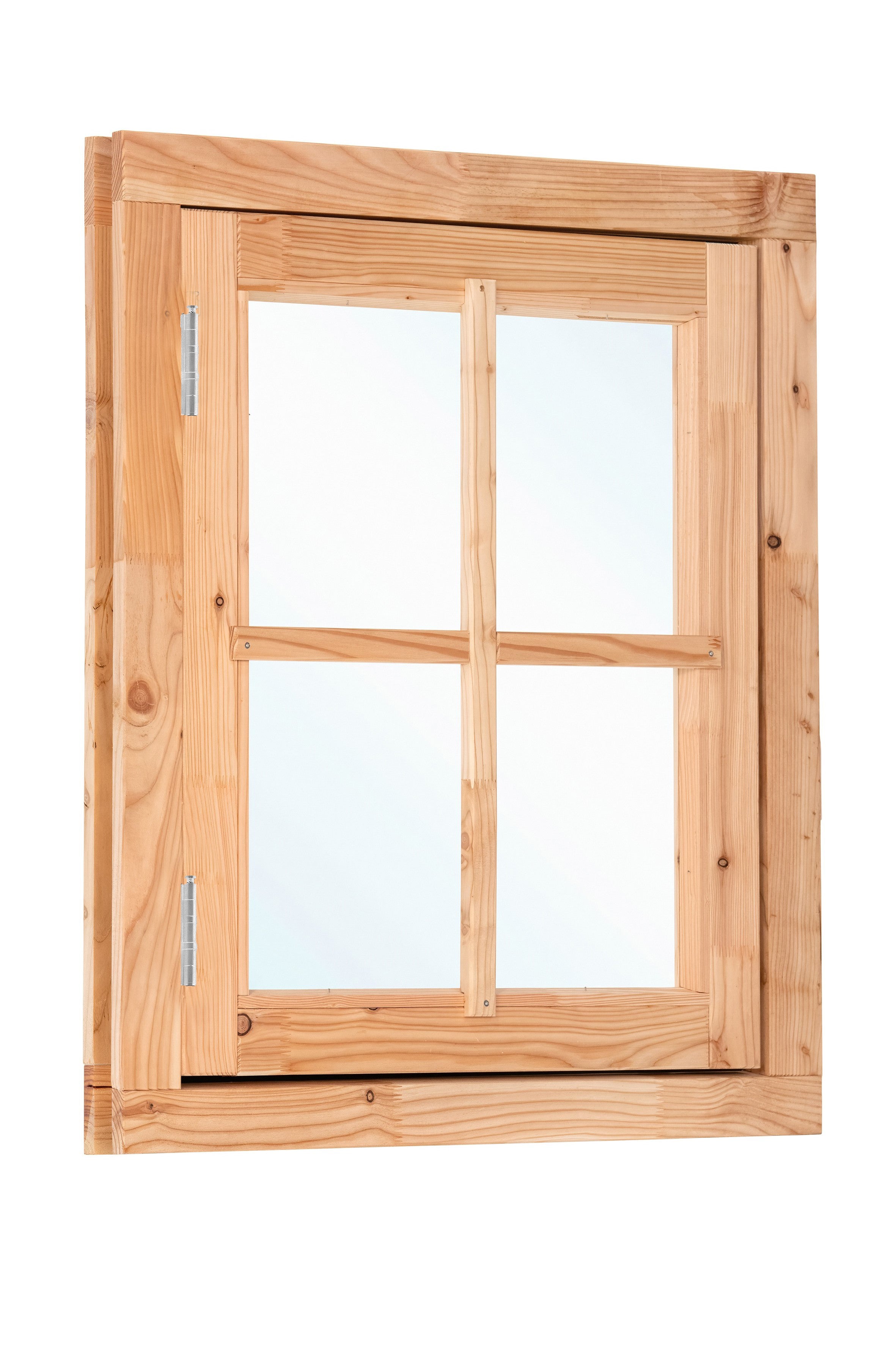 Douglas draairaam buitenmaat B90 x H105 cm onbehandeld, 4-ruits, linksdraaiend, afsluitbaar met raamkruk (rvs beslagset)