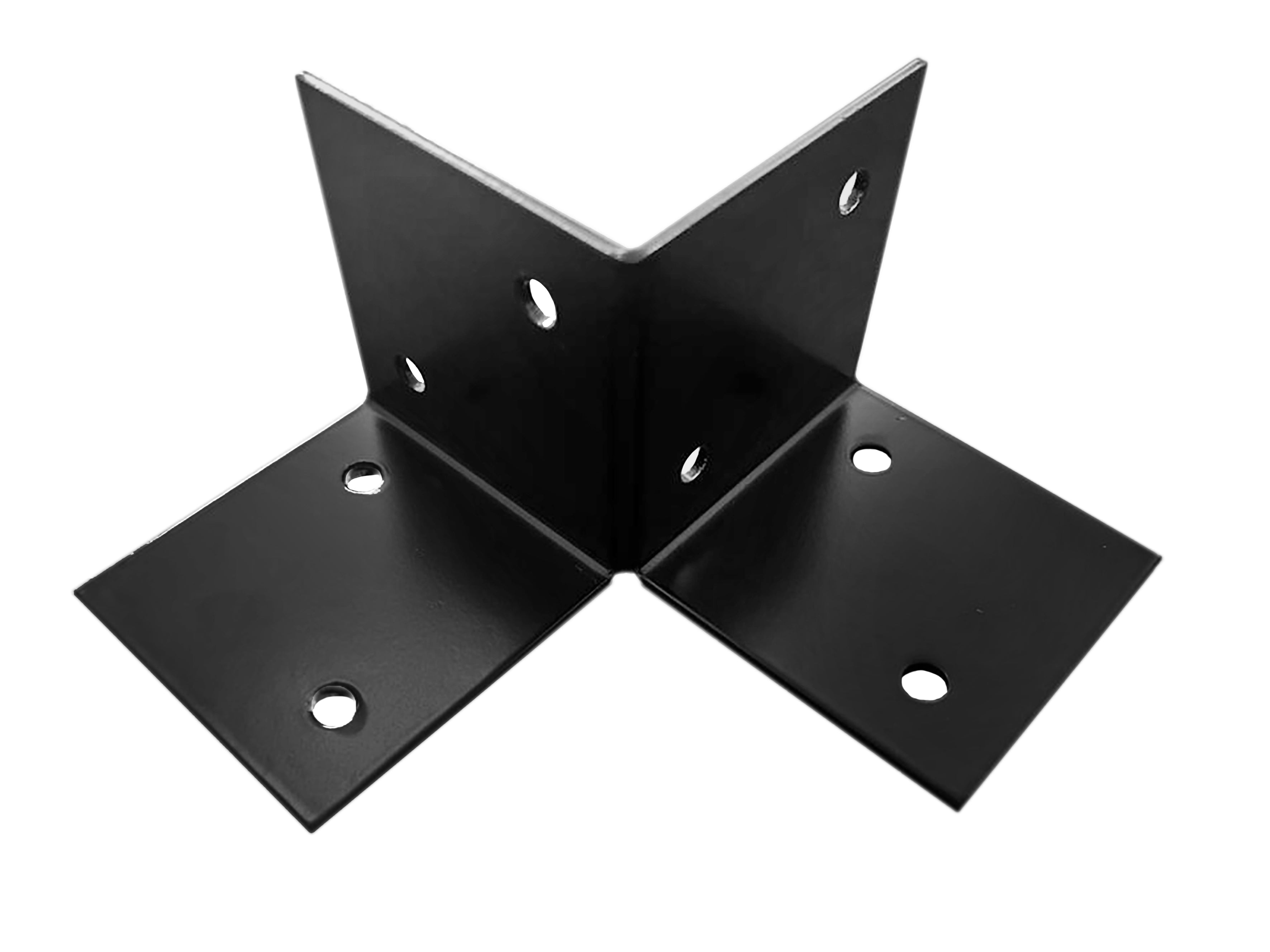 Pergola vloerelement voor 12 x 12 cm palen, zwart gepoedercoat, incl. bevestigingsset