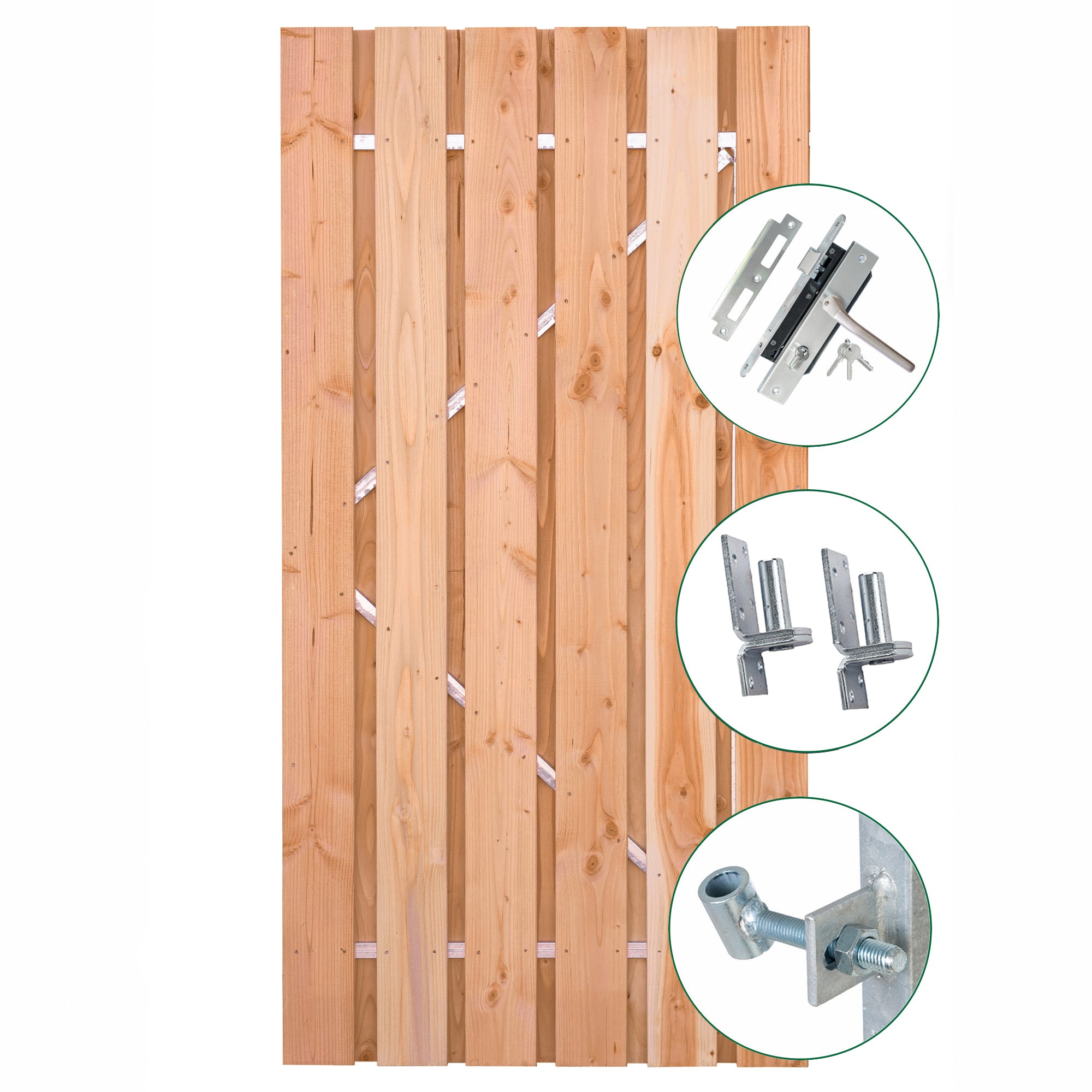 Tuindeur Privacy Douglas met RVS inbouwslotset 150 x 195 cm