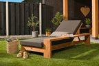 Teak sunlounger Danau, incl. kussen