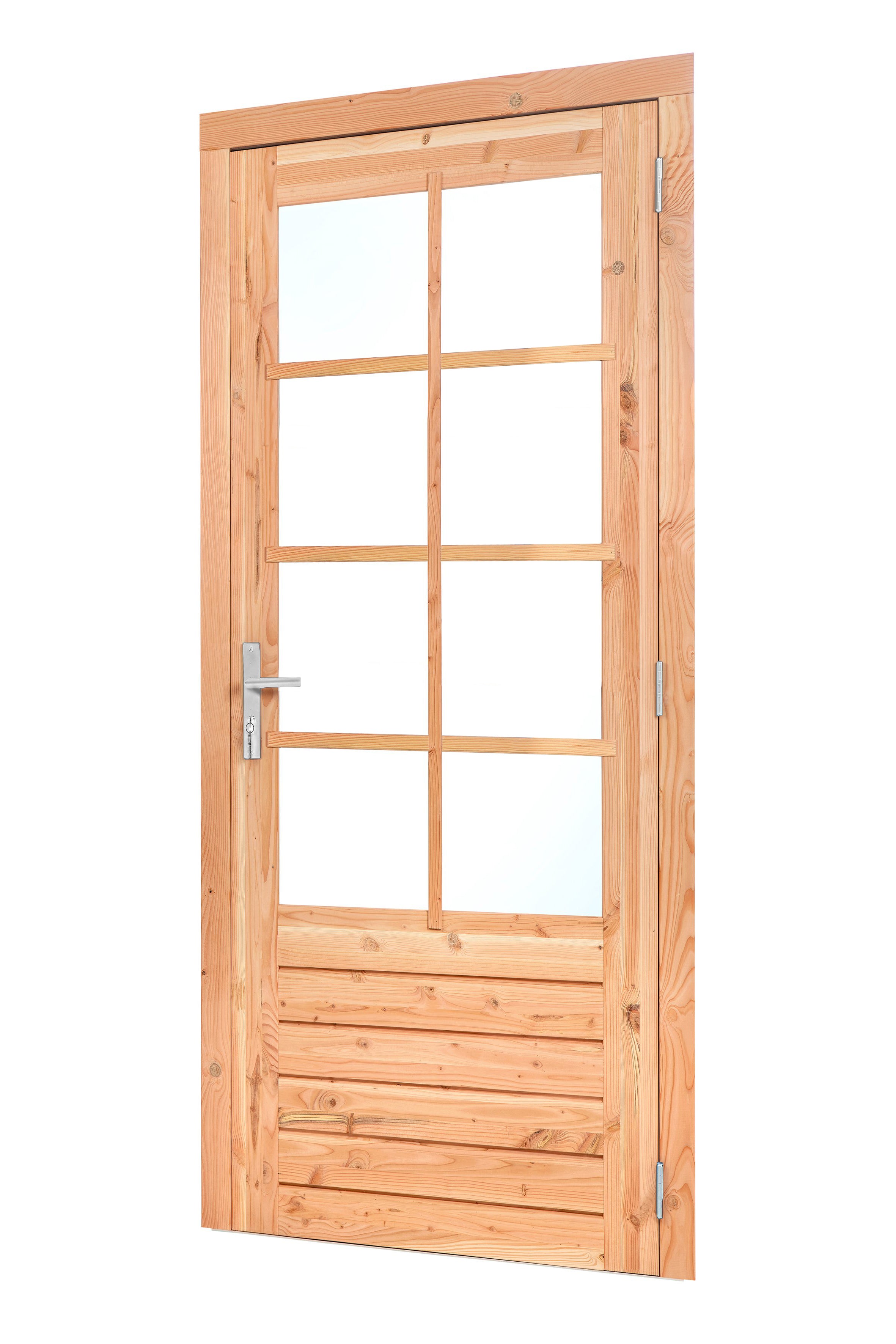 Douglas enkele glas deur dubbelglas 8-ruits B1100xH2150mm buitenmaat, rechtsdraaiend (rvs beslagset)