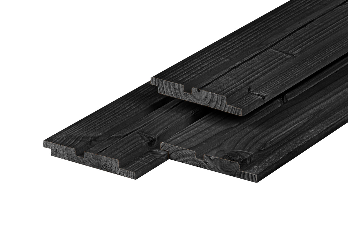 Douglas dubbel profiel 1,9 x 13,0 x 400 cm, gedroogd, zwart gespoten