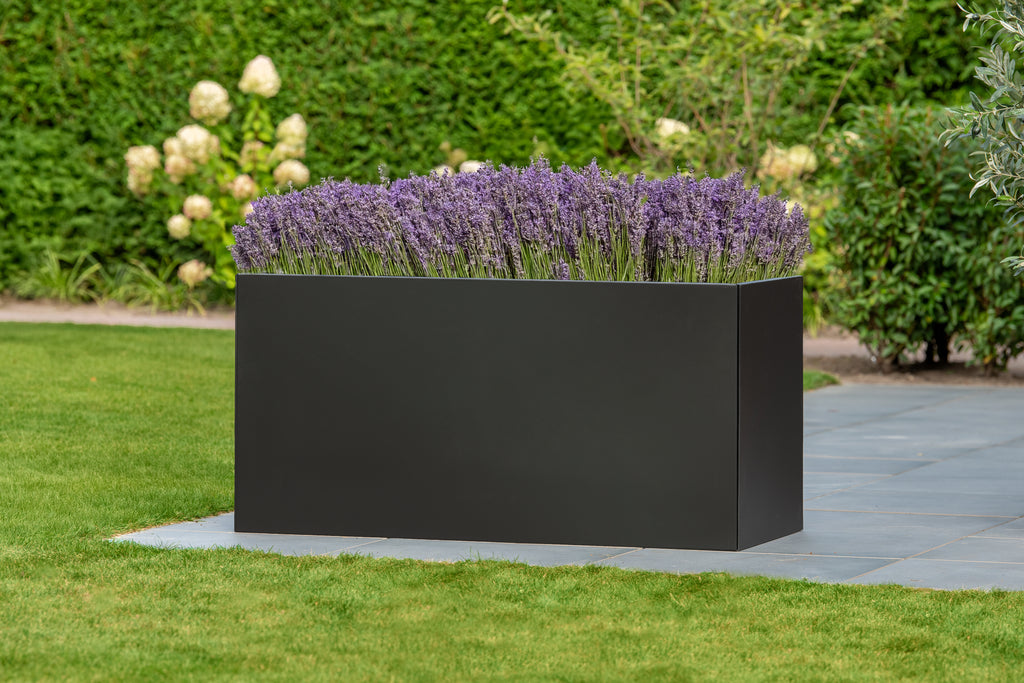 Bloembak Mohawk, zwart gepoedercoat staal 60 x 120 x 60 cm