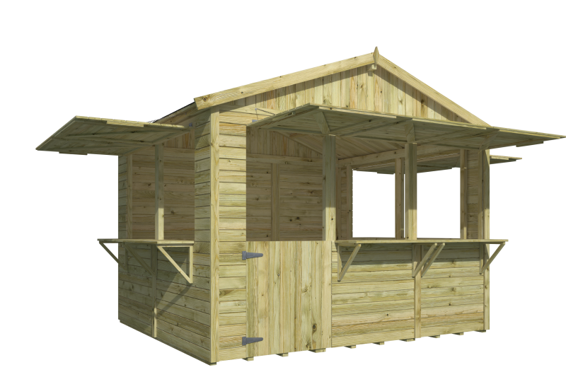 Kiosk Playa, groen geïmpregneerd vuren, incl vloer, dakleer