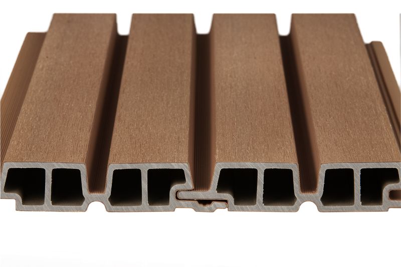 PuraTech 55 composiet dubbel profiel 3,3 x 17,0 x 390 cm, teak, fijne houtnerf