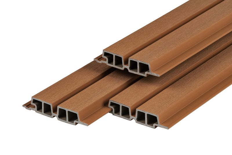 PuraTech 55 composiet dubbel profiel 3,3 x 17,0 x 290 cm, teak, fijne houtnerf