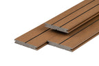 PuraDock composiet vlonderplank 2,2 x 14,6 x 390 cm, teak, massief, 1 zijde 1 groef, 1 zijde 2 groeven, fijne houtnerf, clip systeem