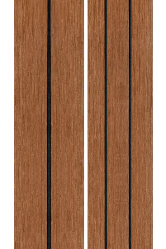 PuraDock composiet vlonderplank 2,2 x 14,6 x 290 cm, teak, massief, 1 zijde 1 groef, 1 zijde 2 groeven, fijne houtnerf, clip systeem